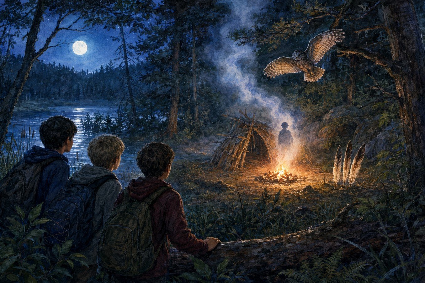 A moonlit forest near an ancient burial ground